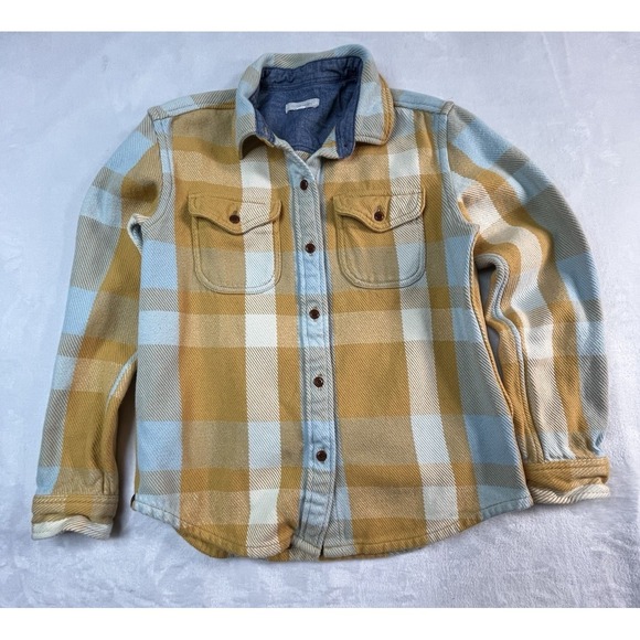 Outerknown Tops - OUTERKNOWN Blanket Shirt Womens XS / S  Yellow Light Blue Plaid